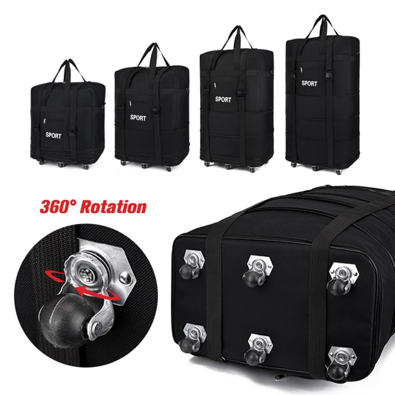 22/23/25/31Inch Rolling Luggage Multilayer Expanded Travel Wheeled Oxford Suitcase Black Men Women Foldable Weekend Trip XA856F