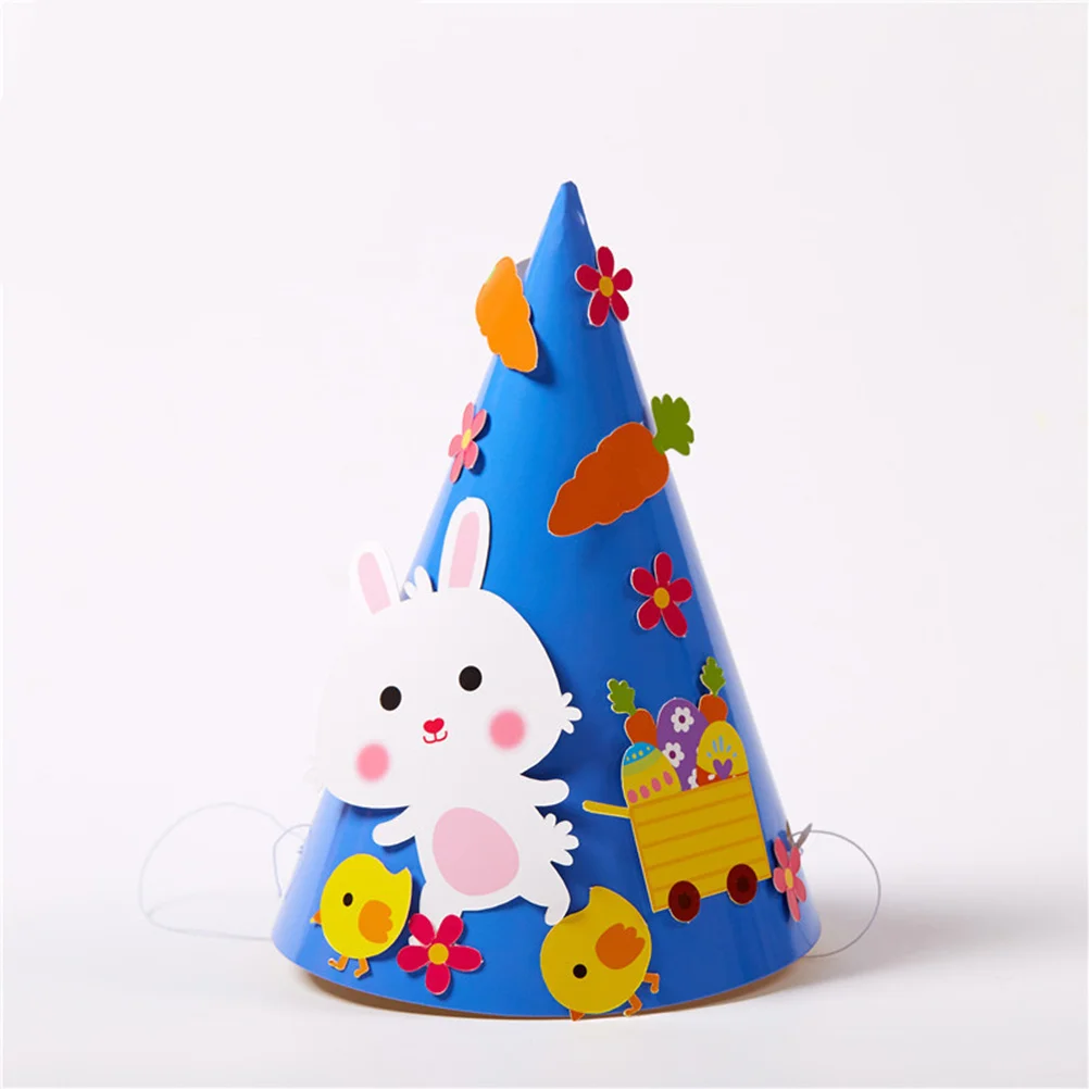 Sombreros de papel de dibujos animados DIY, accesorios de decoración de Pascua para niños, disfraz de Cosplay, accesorios cómodos y portátiles, 6 uds.