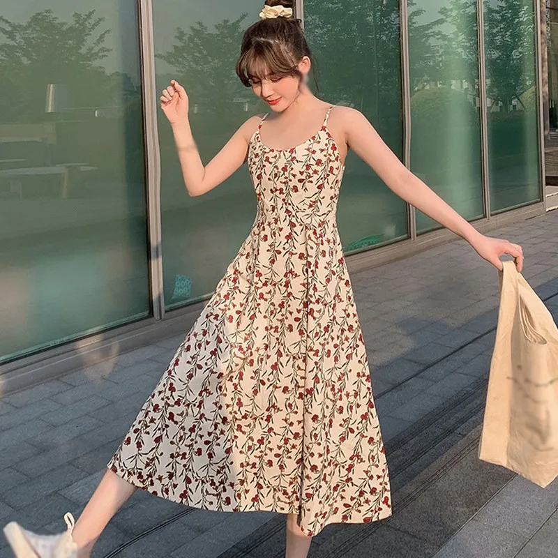 High Waist Casual Spaghetti Strap Sleeveless Dress Summer Mini Dresses Fashion Female Elastic Women Dresses Vestidos