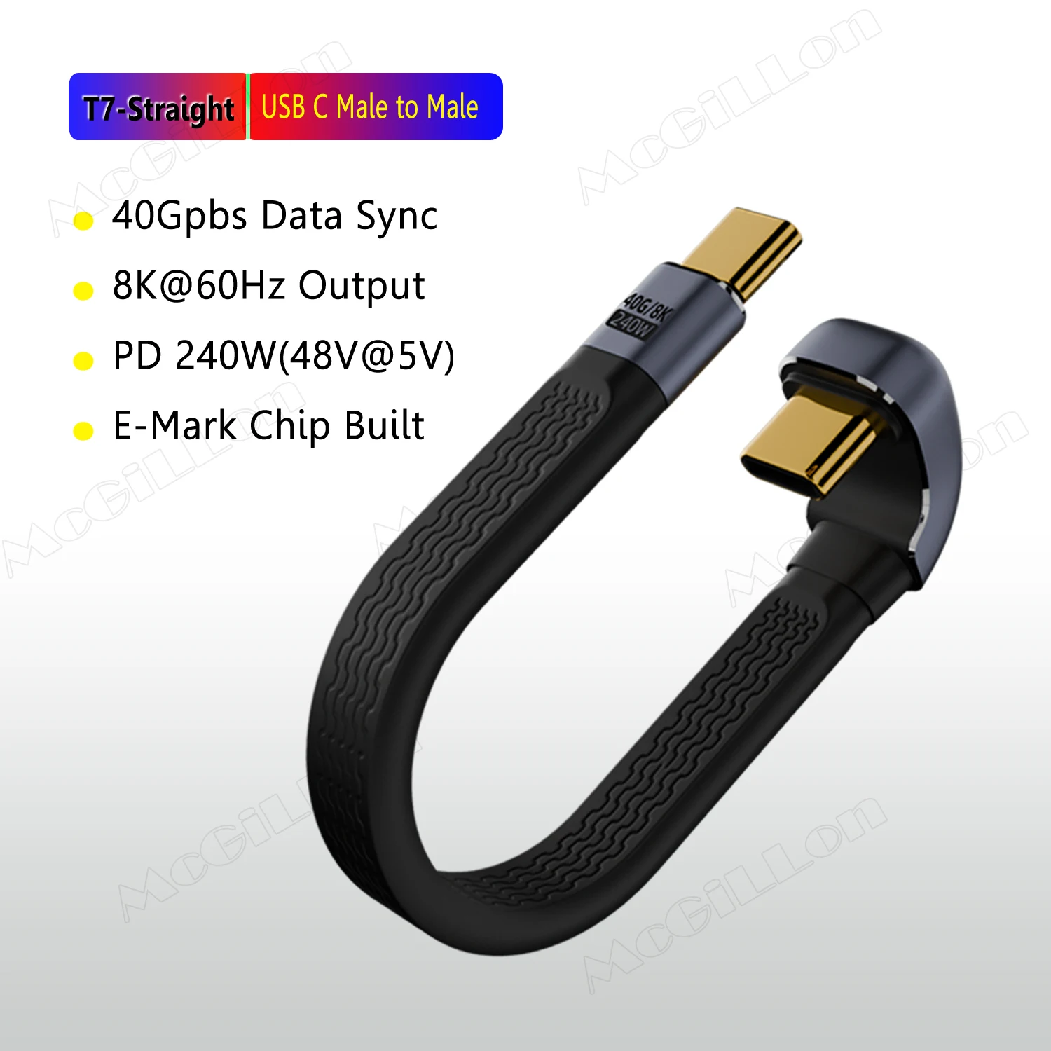 MCGILLON Ellbogen USB 3. 0 Gen3 40 Gbit/s FPC-Kabel PD 4,0 W 5a Schnell ladung Typ C zu Typ C Kabel Thunderbolt 4 8k @ 60Hz Kabel USB C Datenkabel 3