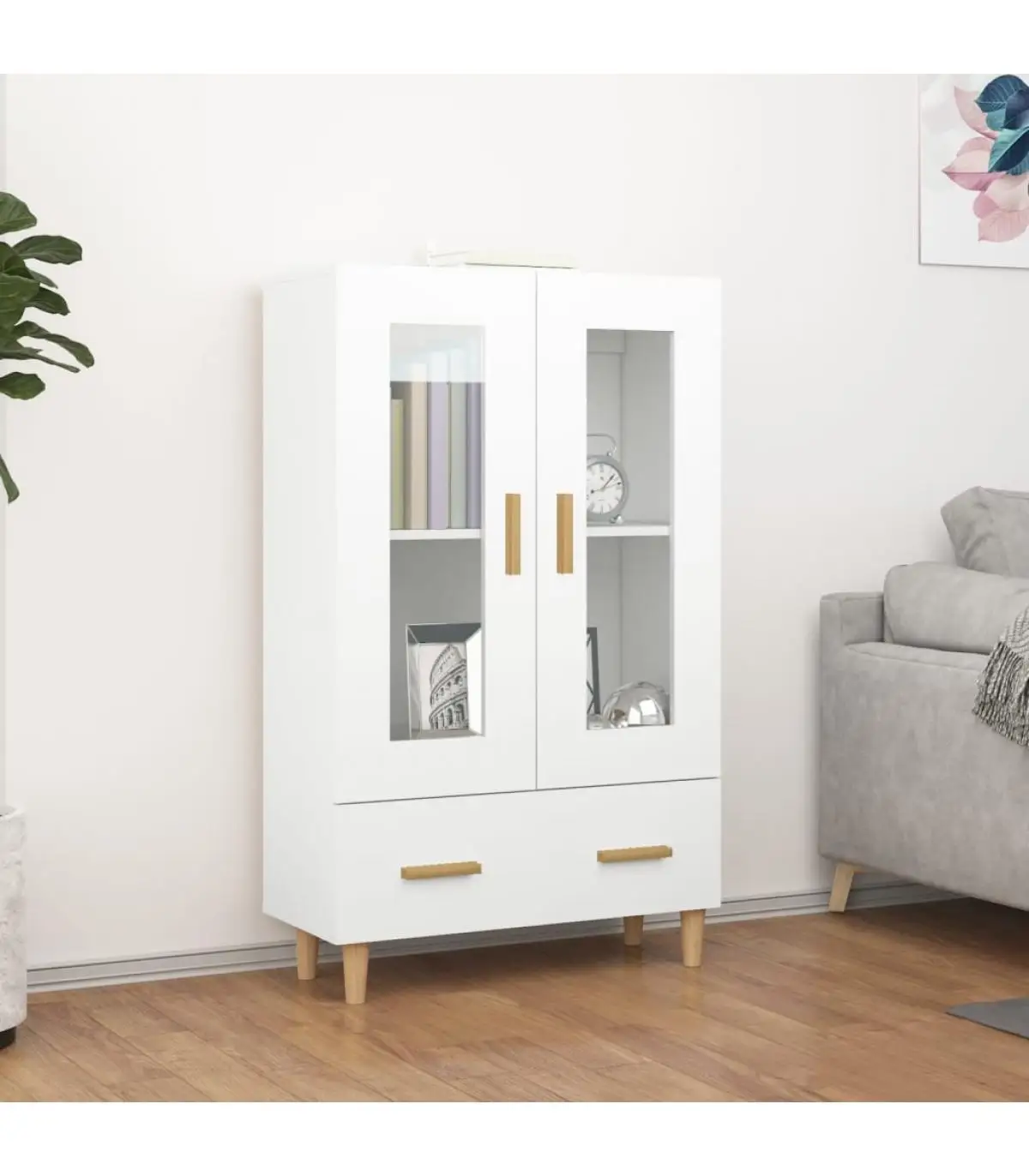 70x31x115 cm white plywood sideboard