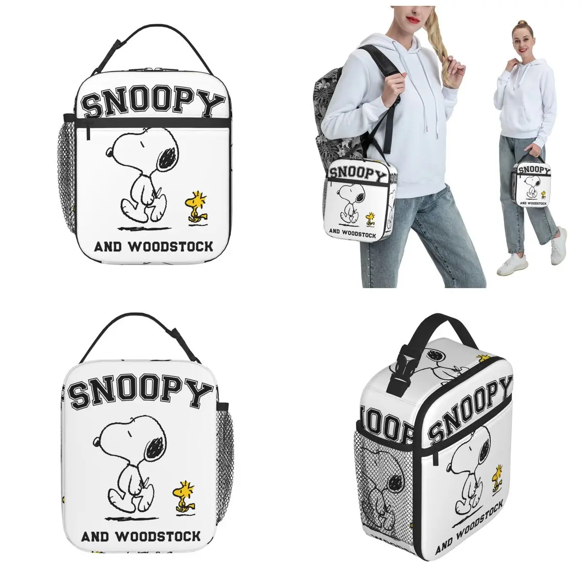 Snoopy And Charlie Brown Insulated Lunch Bag Peanuts Food Container Portable Thermal Cooler Lunch Boxes For Travel