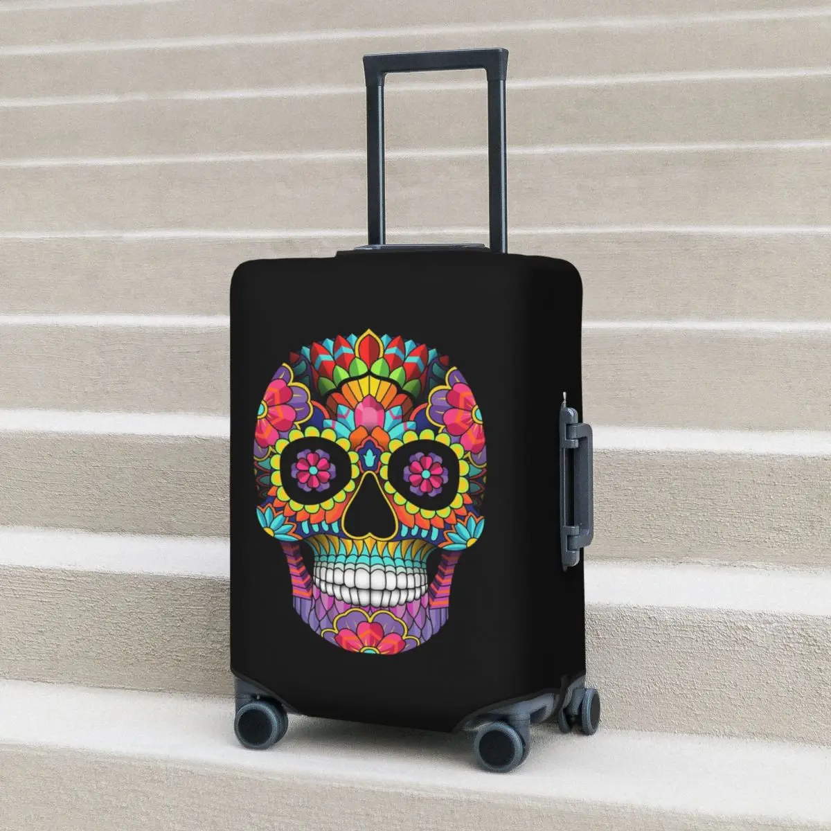 Полноцветный чехол для чемодана с сахарным черепом, защитные эластичные защитные чехлы для багажа для 18-32 дюймов