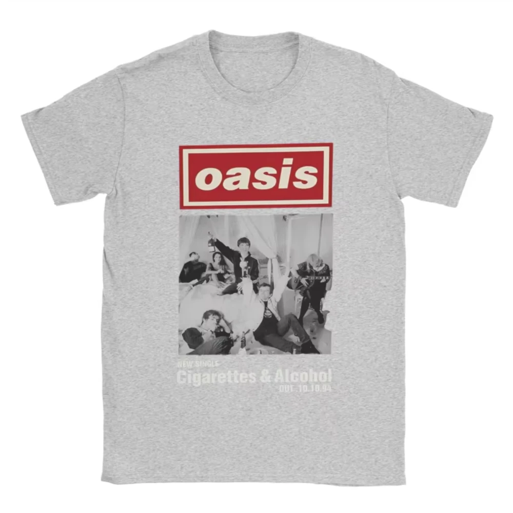 Vintage O-Oasis Rock 90's Band Women T-Shirt Men Crew Neck Cotton T Shirt British Music Albums Short Sleeve Tees Summer Clothes