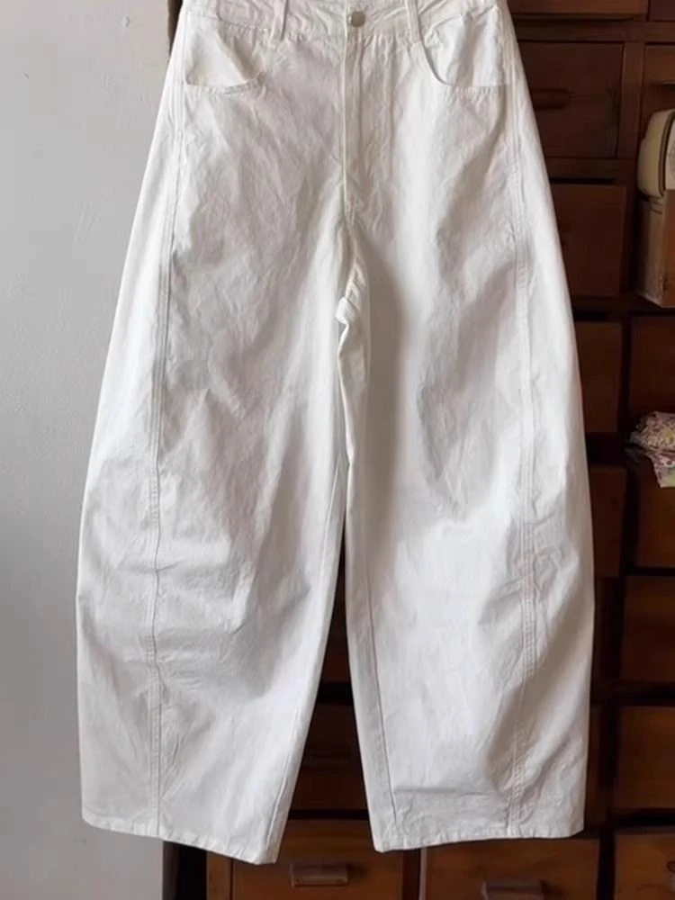 Pantaloni casual larghi a vita alta Uomo Donna Estate Coreano Sle Coltello Pantaloni a nove punti Faionable Bianco Comodo per il tempo libero...