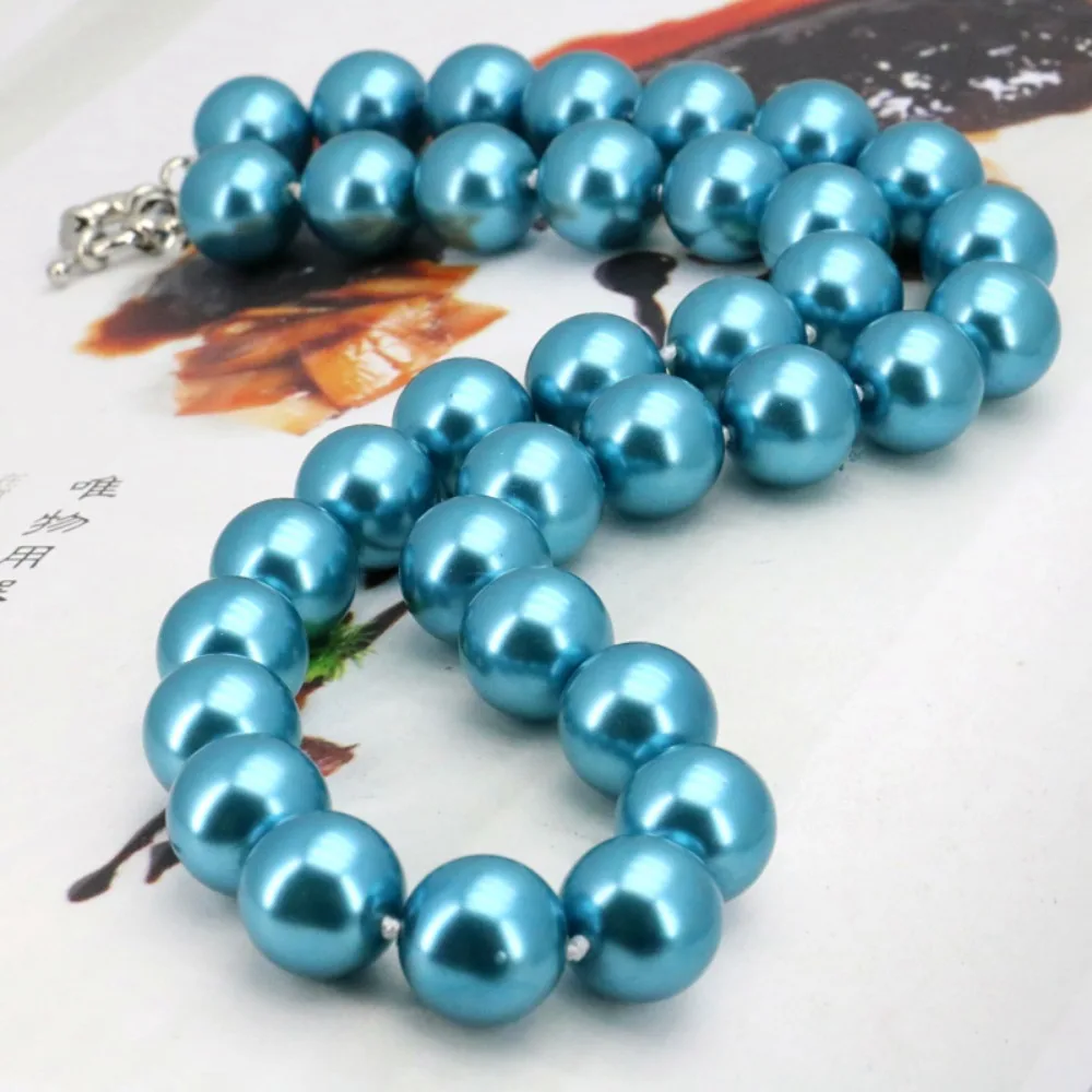 Wholesale Beautiful Charming! 12mm Blue South Sea Shell Pearl Necklace Fashion Jewelry Making Design Christmas Gifts 18\