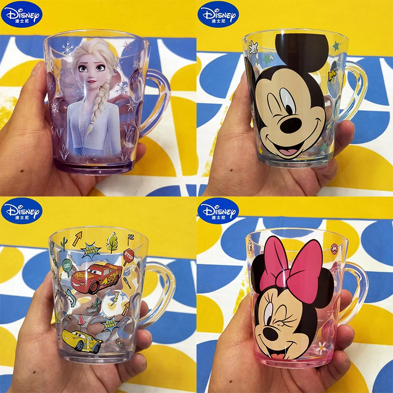 Disney Mickey Minnie Frozen 2 Princess Elsa Milk Cup ABS Cups BPA Kids Cartoon Mermaid Cup Children Transparent Juice Drink Cup