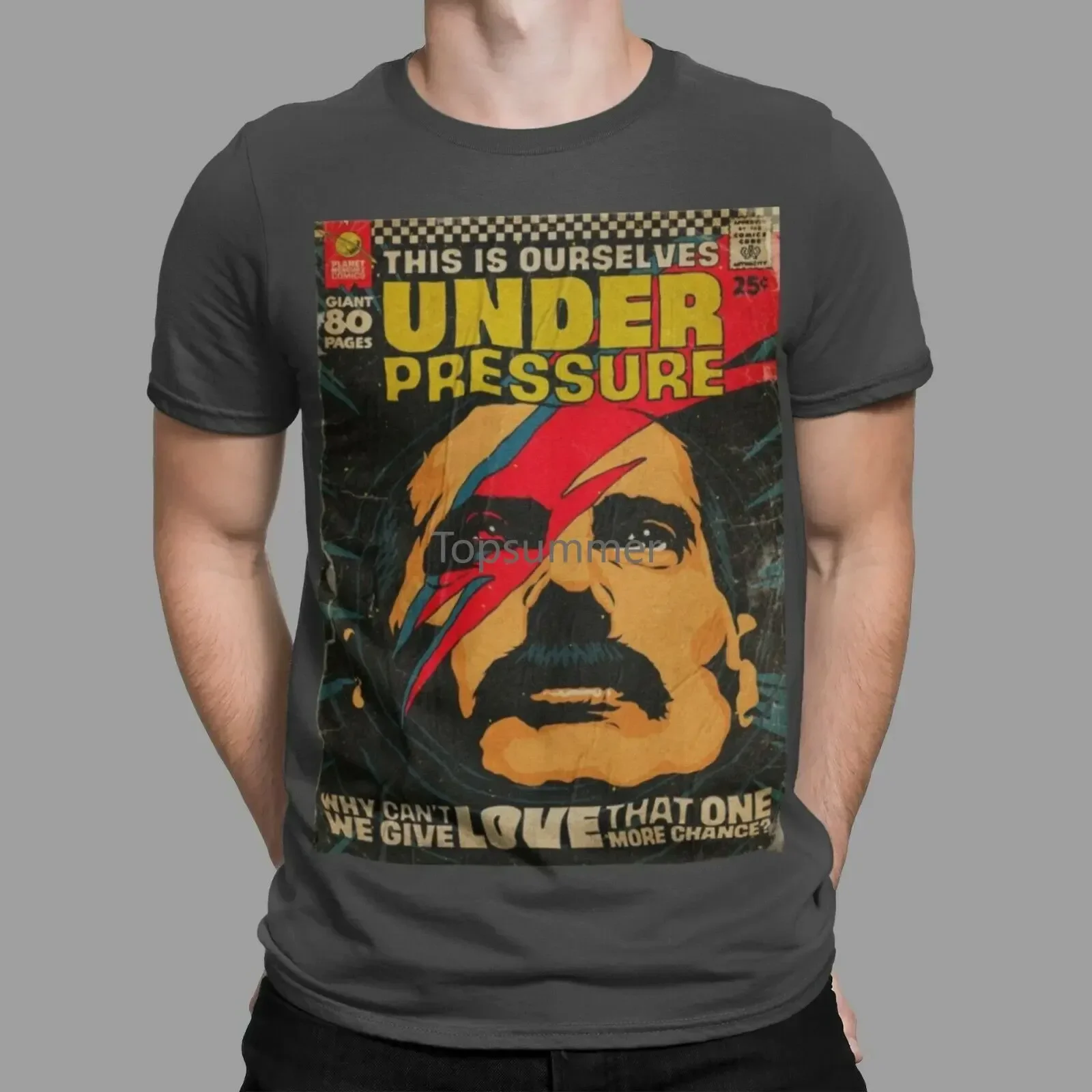 Under Pressure T-Shirt Queen Freddie Mercury Face Retro Art Sex Symbol 70S Tee