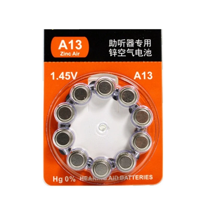 50 PCS/LOT A13 13 piles pour appareils auditifs 1.45 V pile bouton pour oreille-arrière ou concha-cavity aides auditives batterie Zinc-air