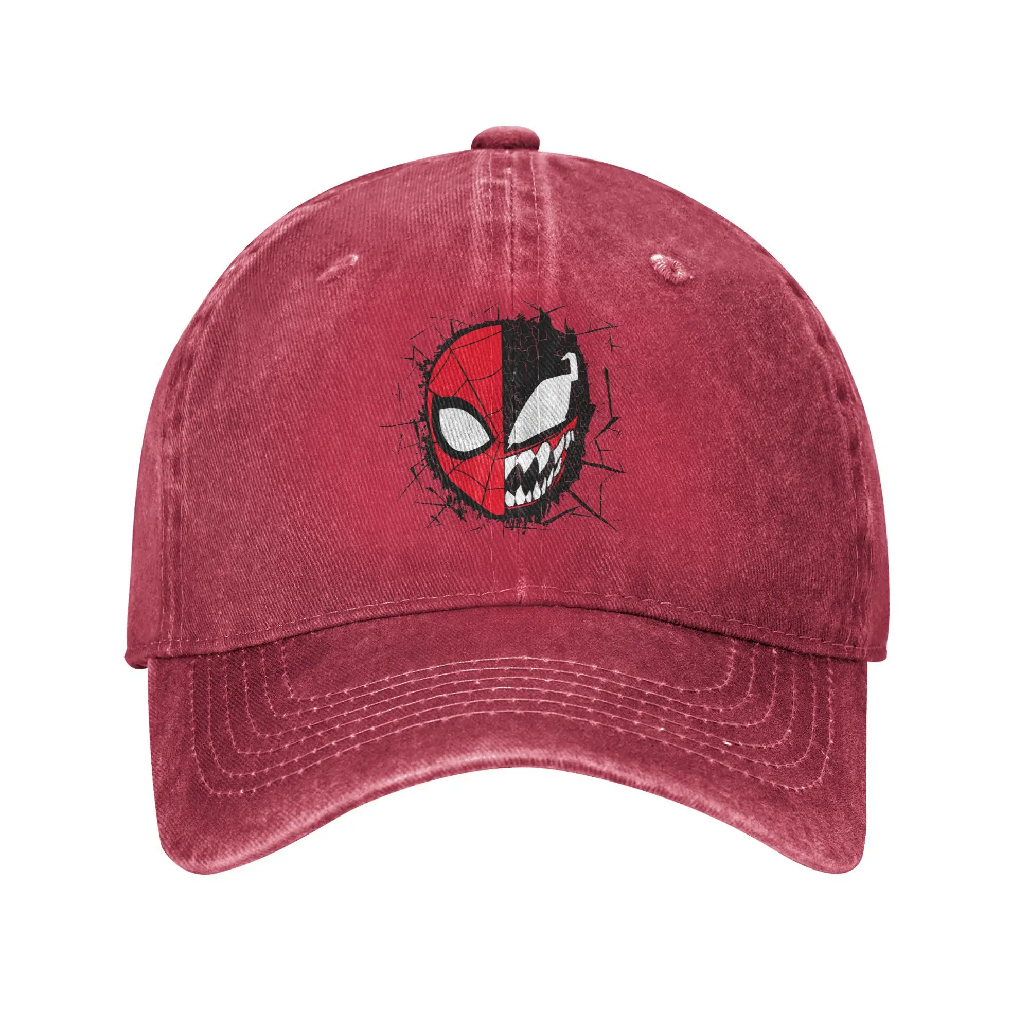 Spider Man Dual Spider-Man Venom Face Venom Baseball Cap Adult Vintage Sun Hat  Hat Breathable Polyester Trucker Cap Summer Hats