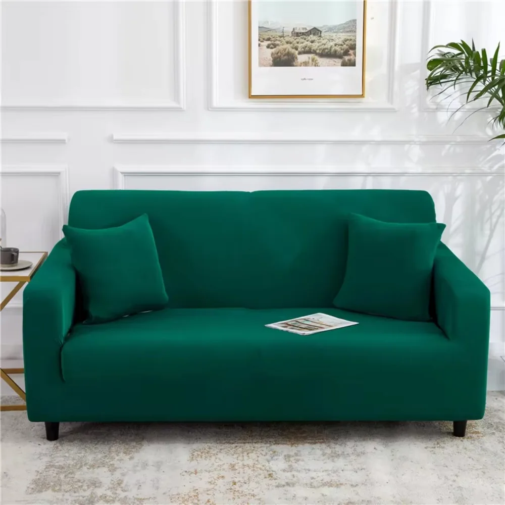Household Elastic Solid Color 3 Seater Sofa Cover Dustproof Washable Sofaslip All-inclusive Extendable Sofa Protecter Apartment