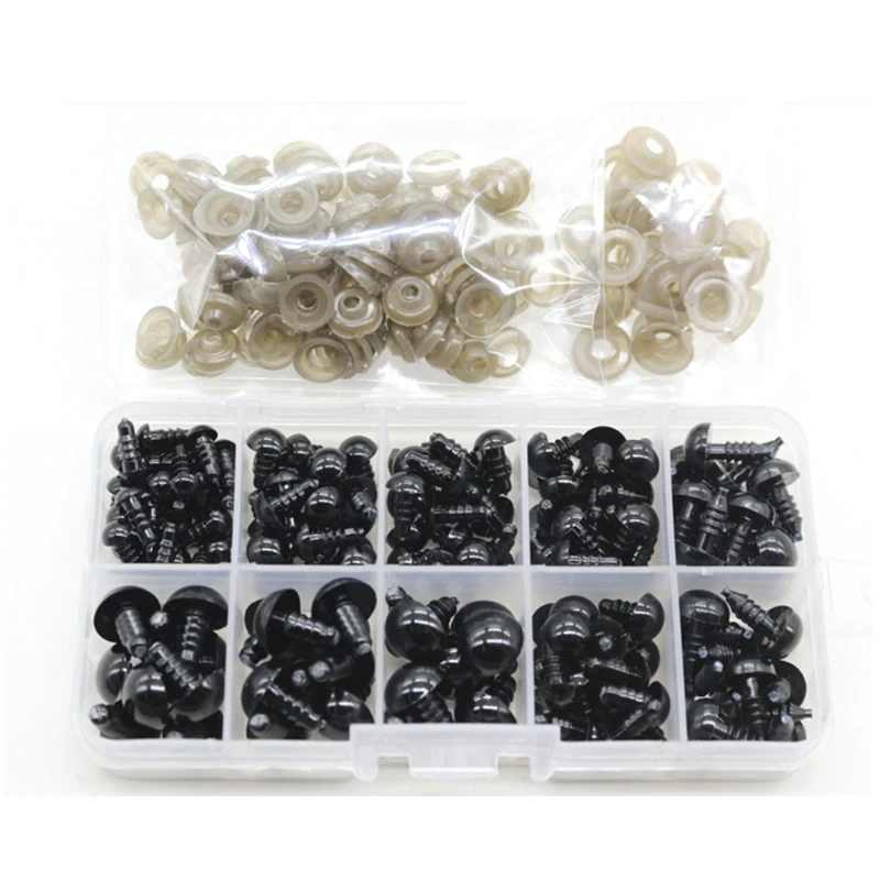 142pcs 6-12mm for Doll Accs Eyes DIY for Doll Accessories Plastic Safety for Doll Black Eyes for Crafts Stuffed for Doll