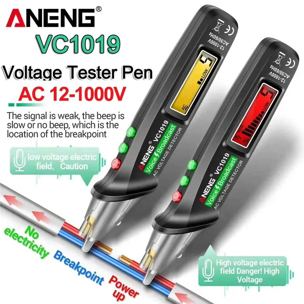 

ANENG Voltage Voltage Detector Pen Intelligent Voice Broadcast Tester 12V-1000V Infrared Sensor Positioning Electric Wire Test
