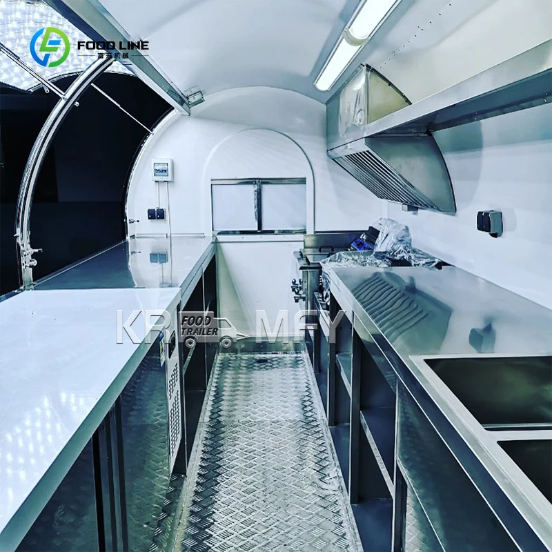 Gerobak Makanan Jalanan Mobile Outdoor Komersial Kustom China, Gerobak Makanan Cepat Saji