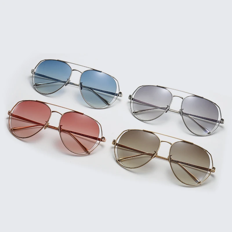 Fashion Luxury Sunglasses Women Designer Cat Eye Colorful Pilot Double Beam Eyeglasses Car Driving UV Protect Sun Glasses Sweet