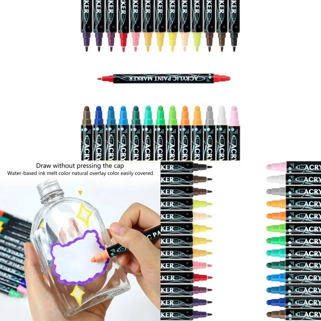 

Double End Acrylic Marker for Scrapbooking, 12/24/26/30 Colors Acrylic Paint Pen