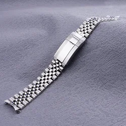 19mm Sliver Hollow Curved End Solid Screw Links Watch Band Jubilee Strap For Seiko 5 SNXS73 75 77 79