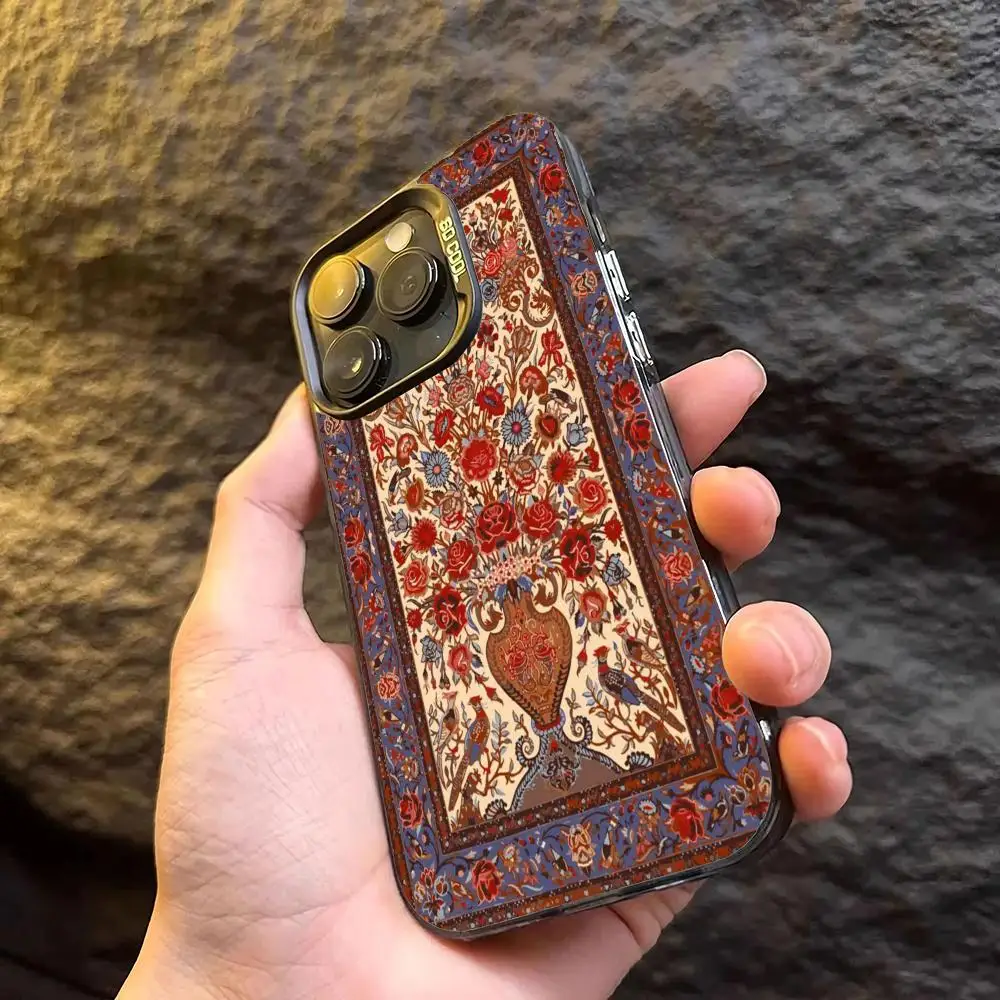 حافظة بنمط تصميم مزهرية لهاتف iPhone17 16 15 14 13 12 11 Pro/ Max/Plus غطاء خلفي مقاوم للصدمات ومضاد للبصمة