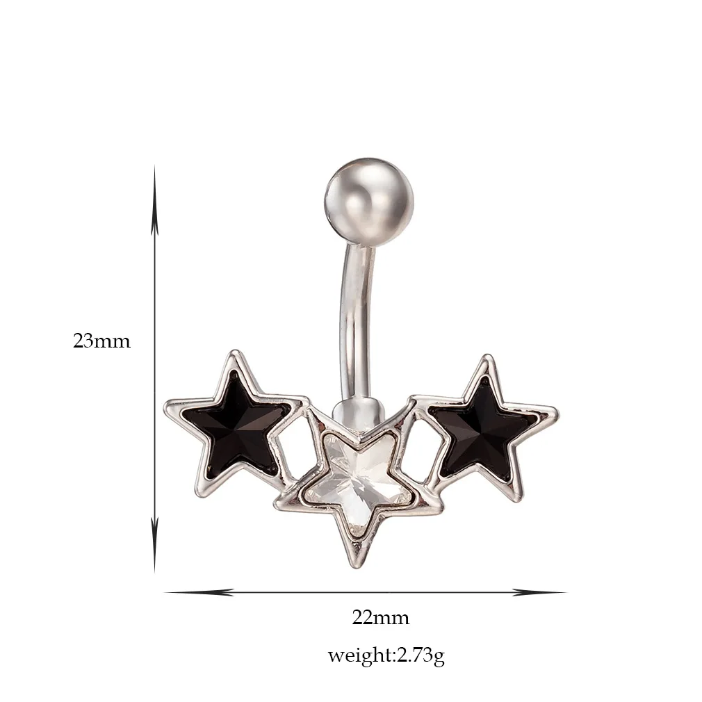 Egirl Body Piercing Blue Crystal Star Belly Button Rings Cute Korean Fashion Navel Piercing Sexy Accessories Y2K Body Jewelry