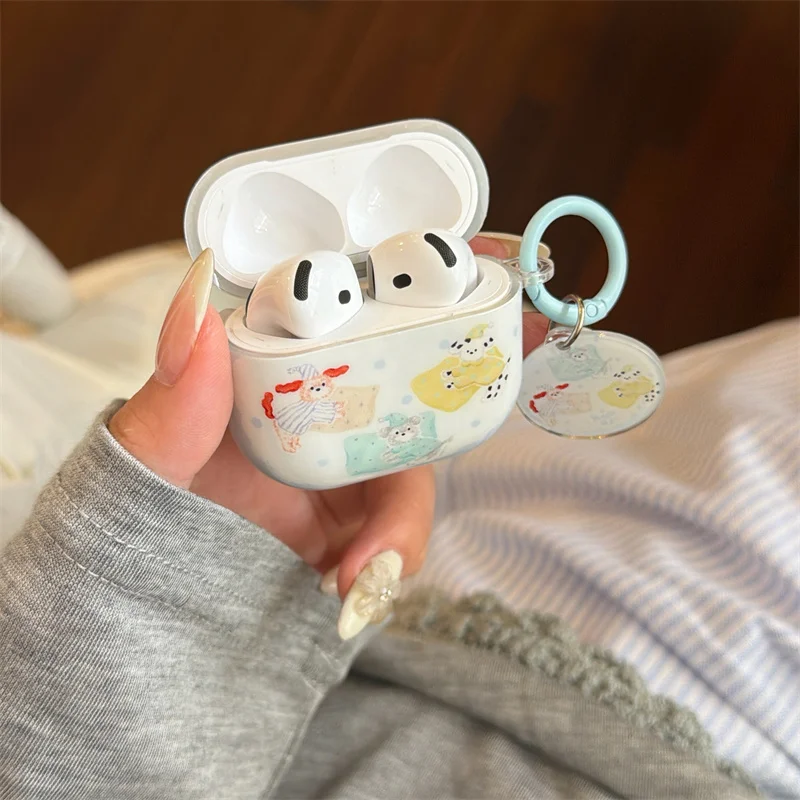 

Cute Cartoon Animal earphone cover for 1 2 3 4 Pro Pro2 Pro3 IMD Cover with Matching Keychain Shockproof Protector