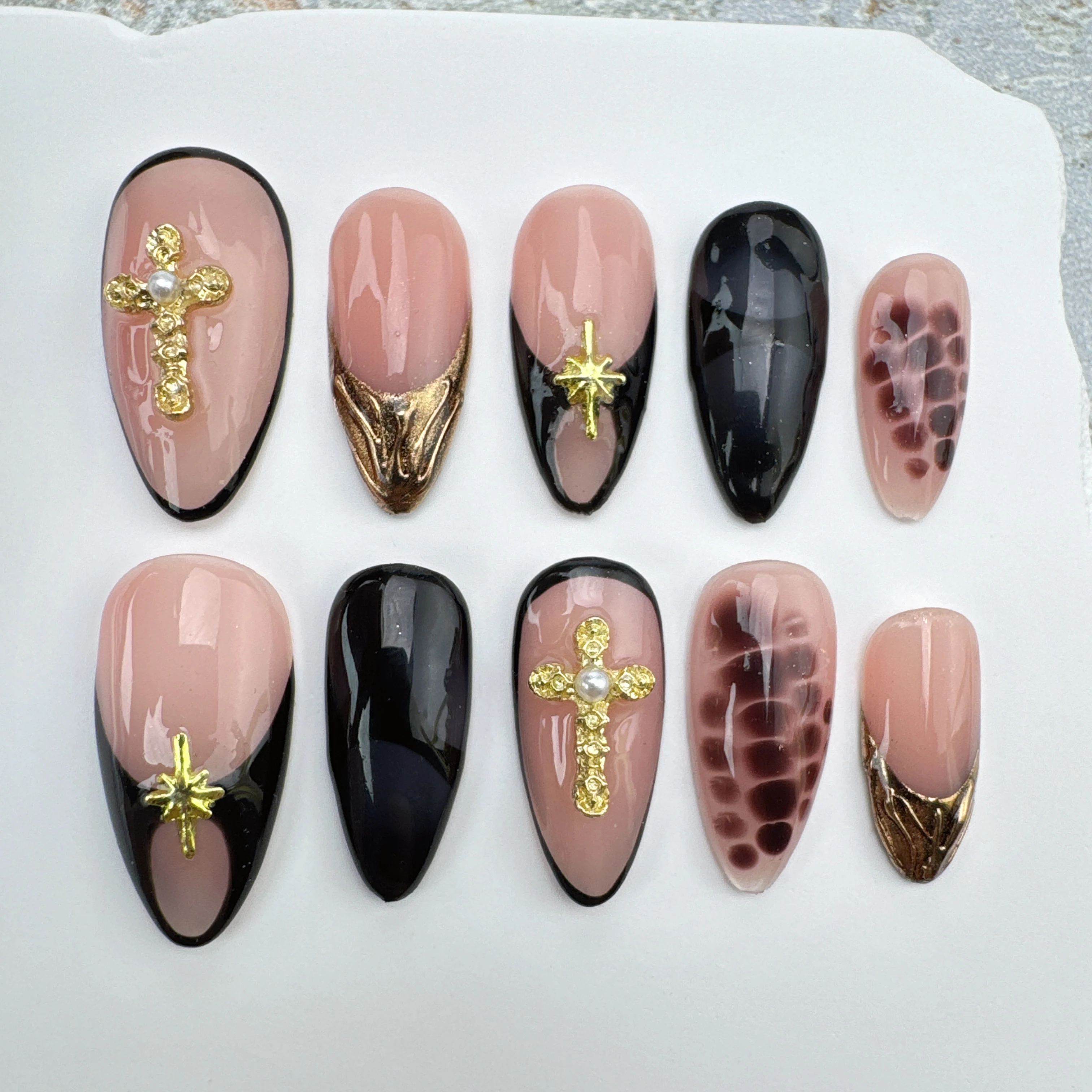 

3D Cross Nails/custom press on nails/party press on nails/Flakes for nails/wedding nails gift/Long nails/Almond nails/y2k style