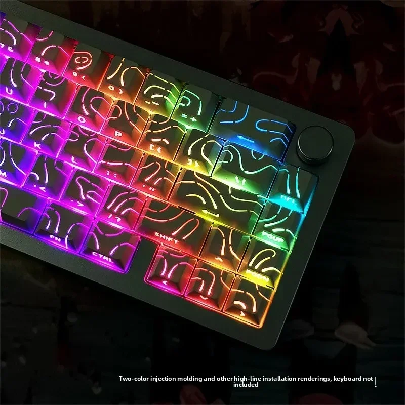 2025 For MX Gamer Mechanical Keyboard Topographic Keycaps 4.0 Version Shine Through 98 Key PBT Cherry Profile Side Print Backlit