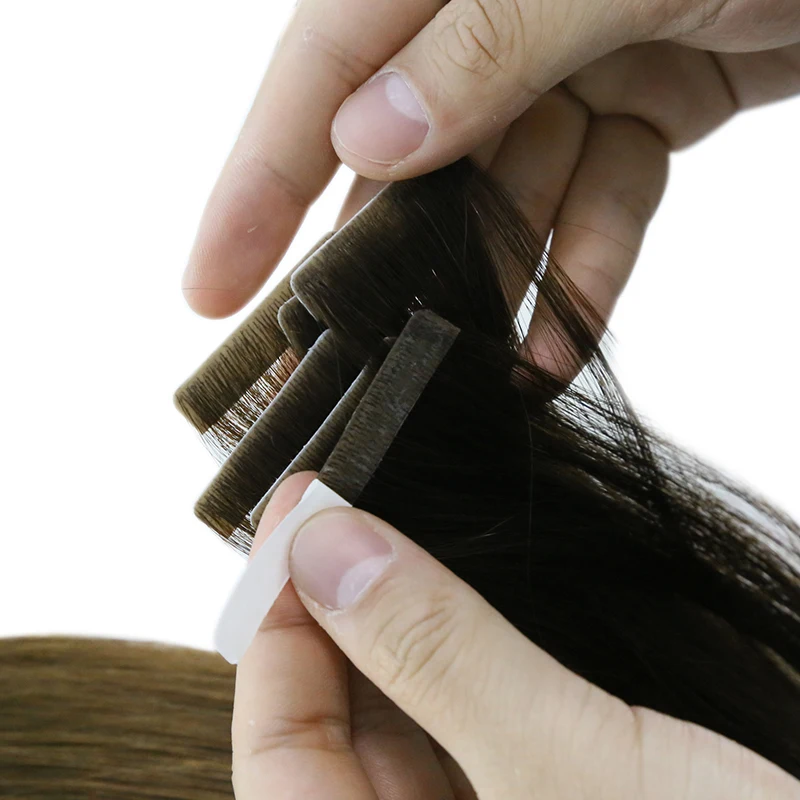 Pu Tape In Human Hair Extensions Virgin Haar Voor Vrouwen Onzichtbare Huid Inslag Met Plakband Brazilan Natuurlijke Rechte