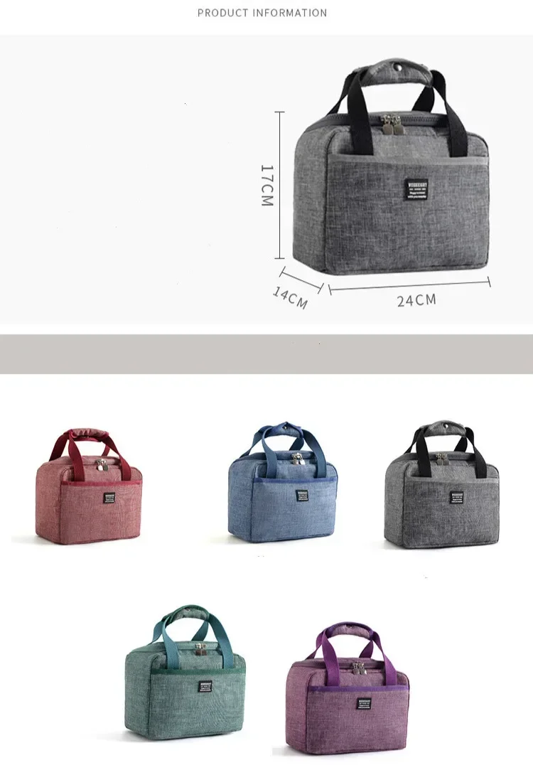 Women Men Large Thermal Dinner Box Food Case Bags Waterproof Insulated Lunch Bags Oxford Travel Tote Necessary Picnic Pouch