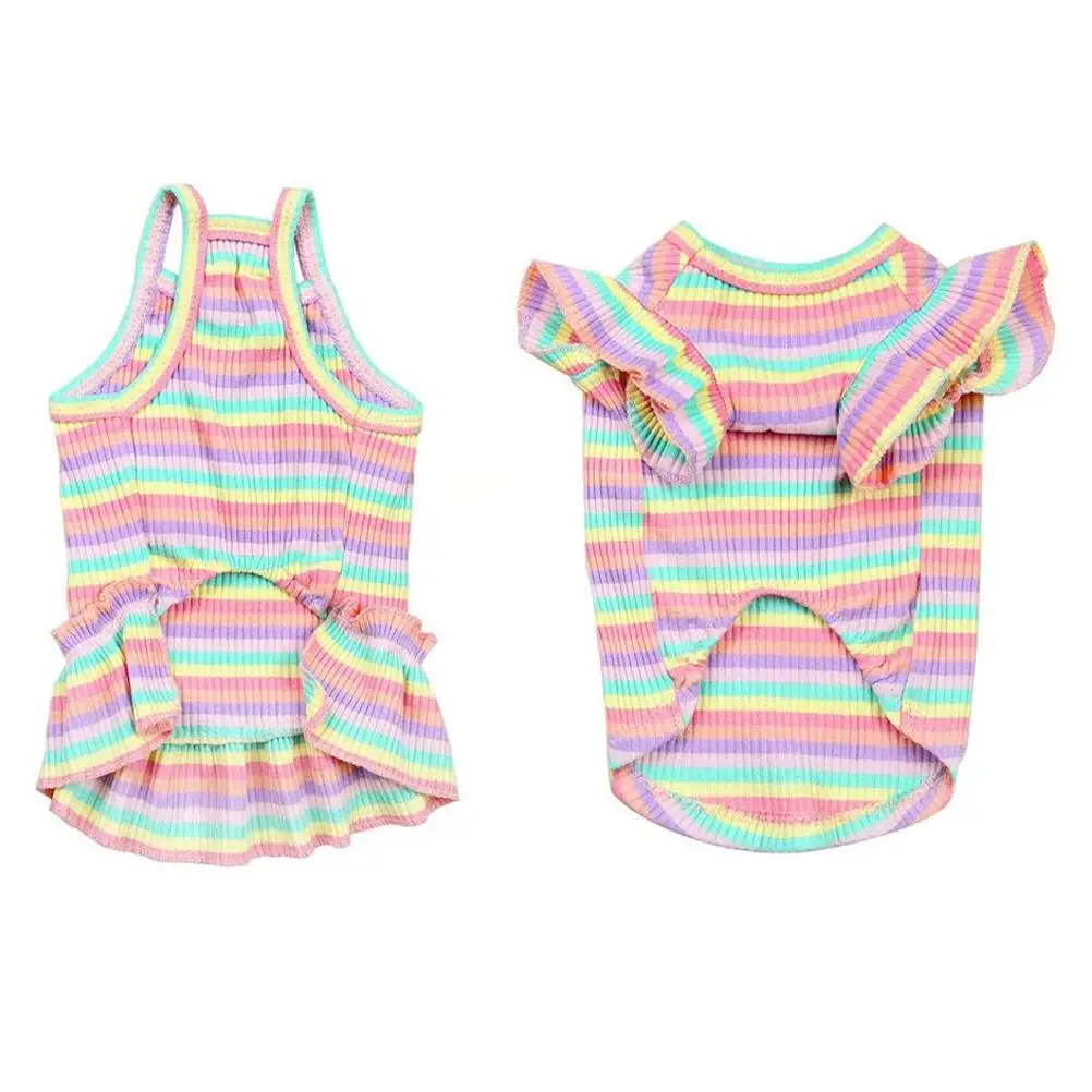 

2Pcs Pet Clothes Adorable Printing No Buttons Easy Wear Stylish Comfortable Dog Vest Puppy Dress Outdoor Indoor Pink Puppies