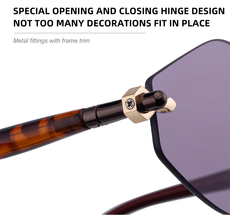 Randlose Polygon-Sonnenbrille für Damen 2026 Luxusmarke Mode Retro Sonnenbrillen Punk Sechseckige Brillen für Damen UV400 Outdoor-Sonnenbrillen – Detail 8