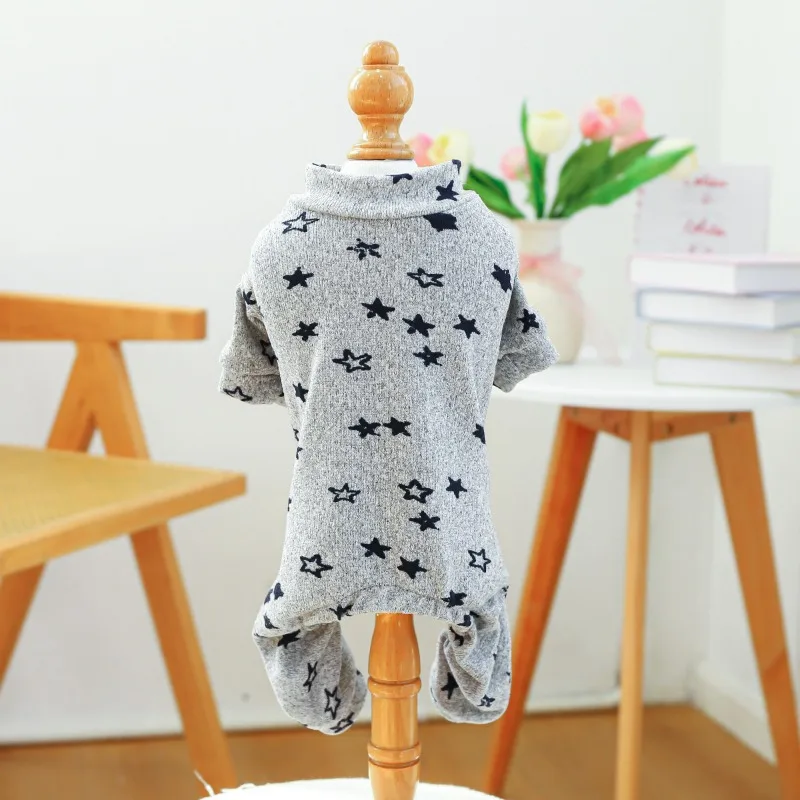 جمبسوت للكلاب لربيع وصيف ملابس جديدة للكلاب الأليفة ملابس جرو صغيرة ملابس منزلية على شكل نجمة رمادية