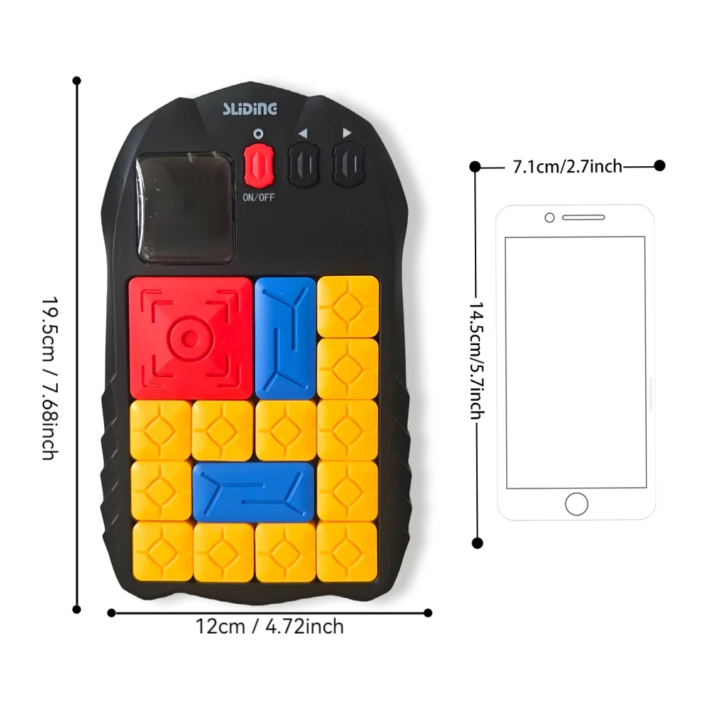 Electronic Sliding Block Puzzle with Multiple Challenges & LED Screen, Portable Educational Game for Kids to Develop Logic, and