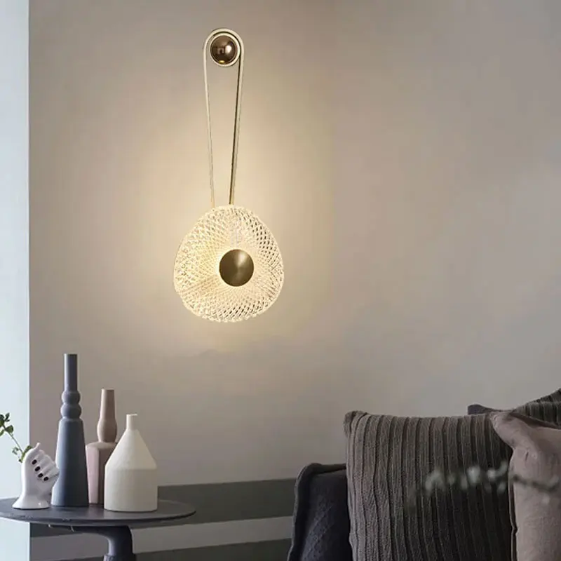 

Creative Nordic Led Wall Lamp Modern Indoor Gold Lighting Fixture Living Room Background Bedroom Bedside Decor Sconce Lights