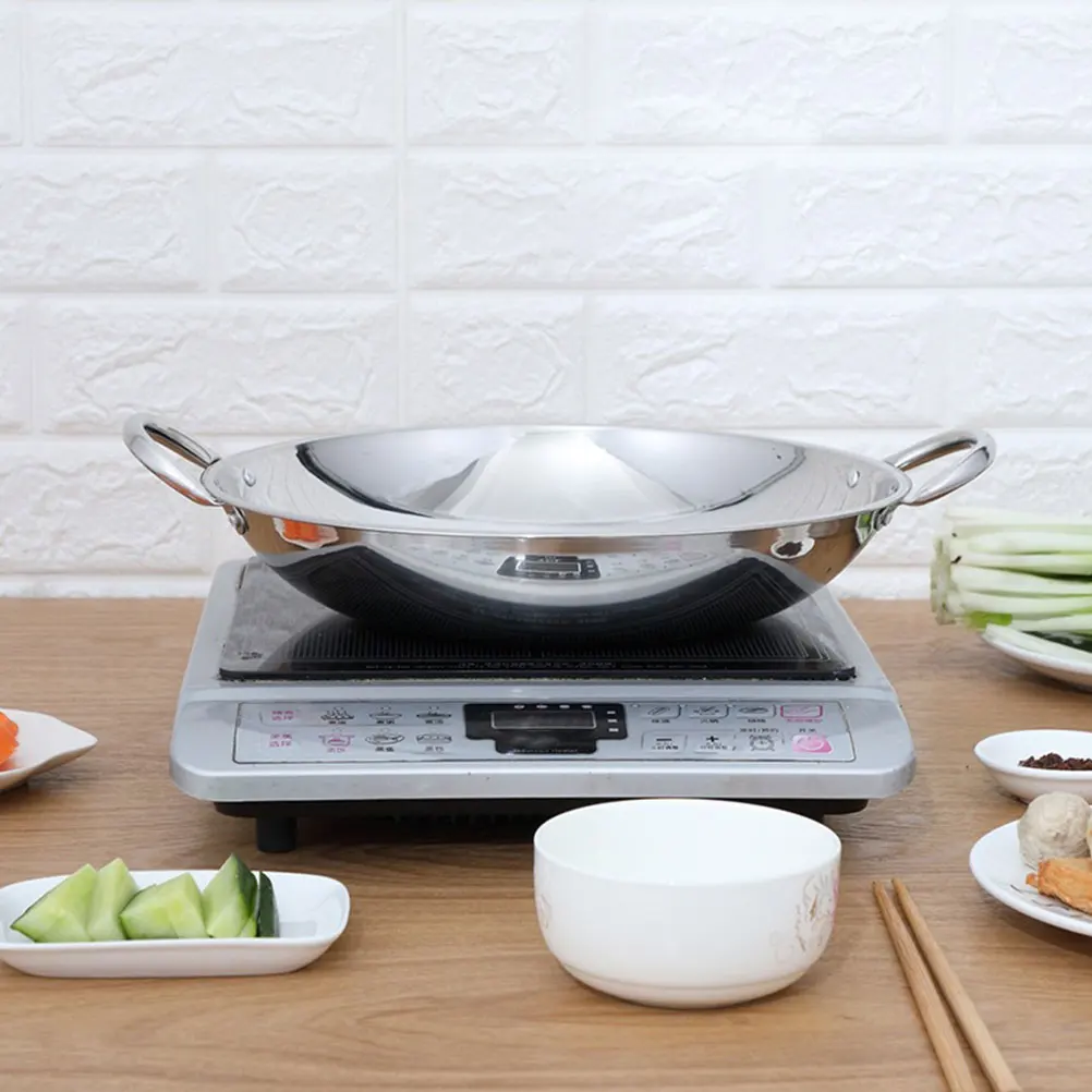 

Double Handle Round Bottom Hot Pot Heavy Duty Stainless Steel Cooking Pan for Home Kitchen Soup Noodle and Korean Ramen