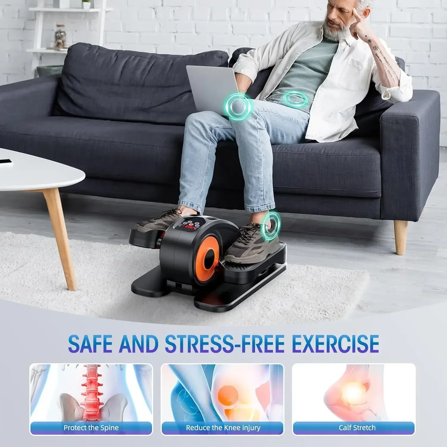 

th Elliptical Machine Quiet & Portable Electric Seated Pedal Exerciser with Remote Control & 12 Adjustable Speeds