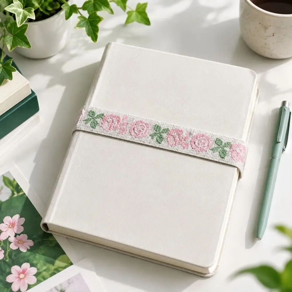 Adjustable Journal Elastic Band Storage Function Anti Bulging Design Notebook Closure Band A7/M5 Jacquard Knit