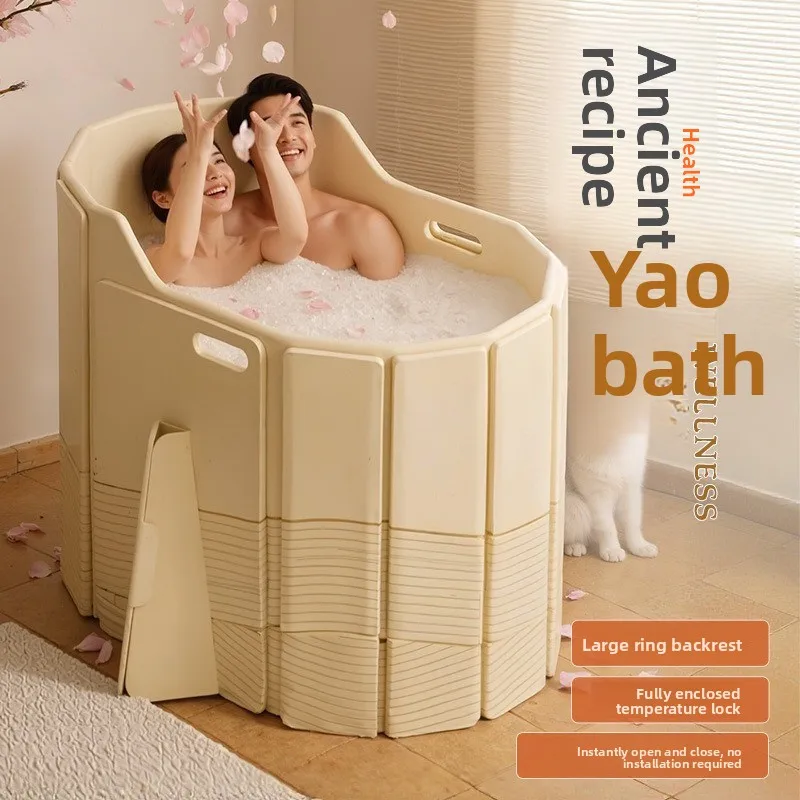 Foldable Soaking Tub, Raised Bath Tub, Foldable Adult No Installation Required, New Model for Bathtubs, Household and Adult