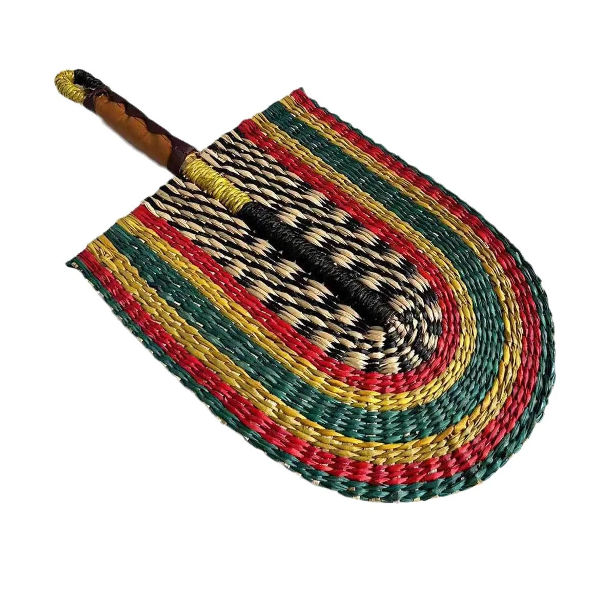 Straw Fan Seaweed Woven Wall Decorative Fan Living Bedroom Background Fan Summer Hand Crank Simple Style