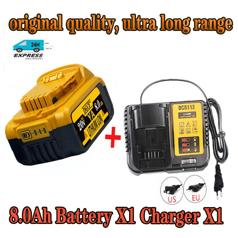 

For Dewalt DCB200 20V 6.0Ah/8.0Ah/12.0Ah Replacement Battery Compatible with For Dewalt 18V/20V Tools Battery+battery charger