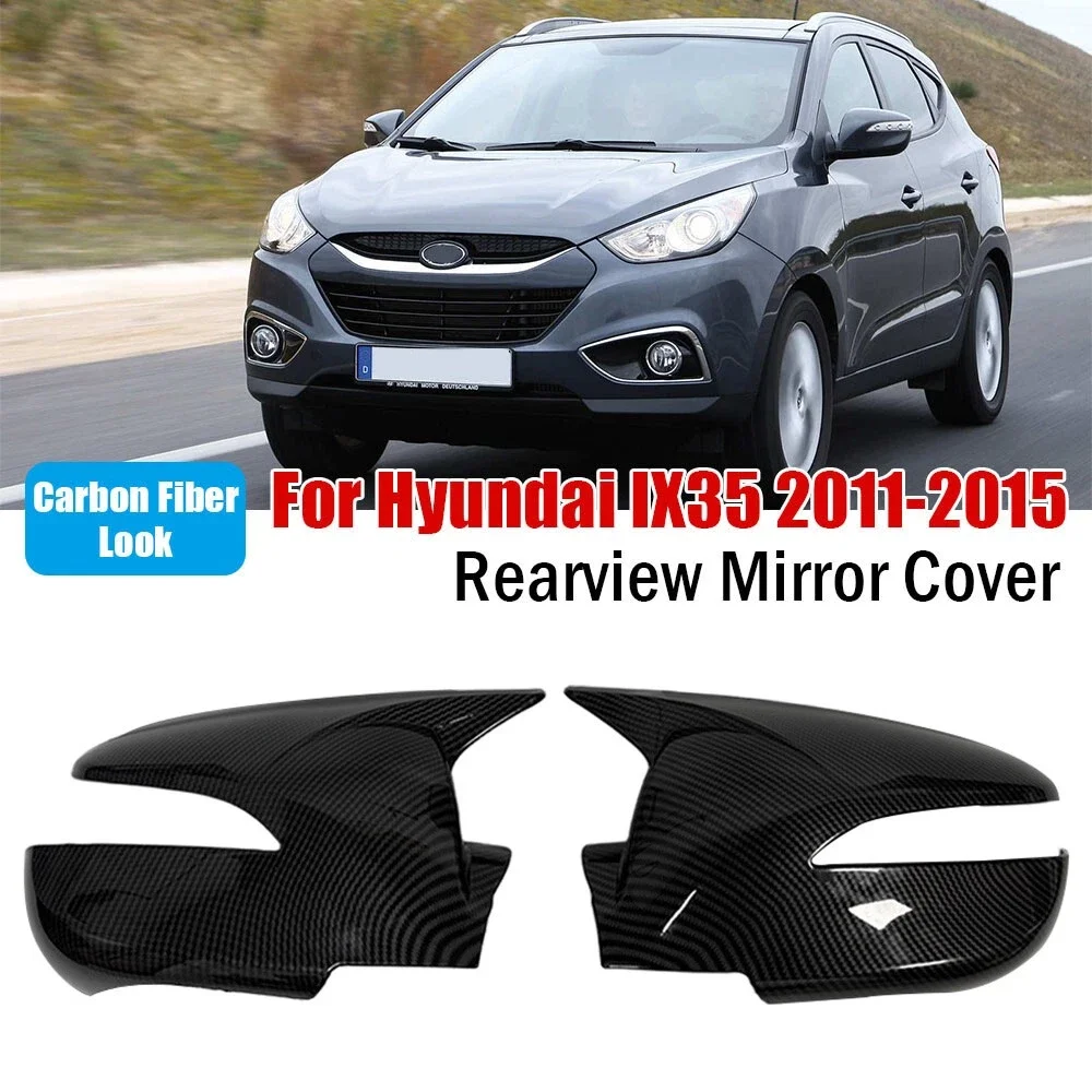 

For Hyundai IX35 2011-2015 Car Rearview Side Mirror Cover Wing Cap Exterior Sticker Door Rear View Case Trim Carbon Fiber Style