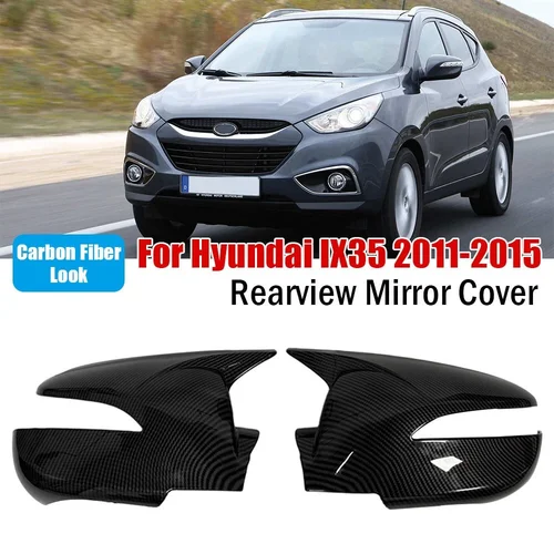 Para Hyundai IX35 2011-2015 cubierta de espejo retrovisor lateral de coche tapa de ala pegatina Exterior puerta vista trasera funda embellecedora estilo de fibra de carbono