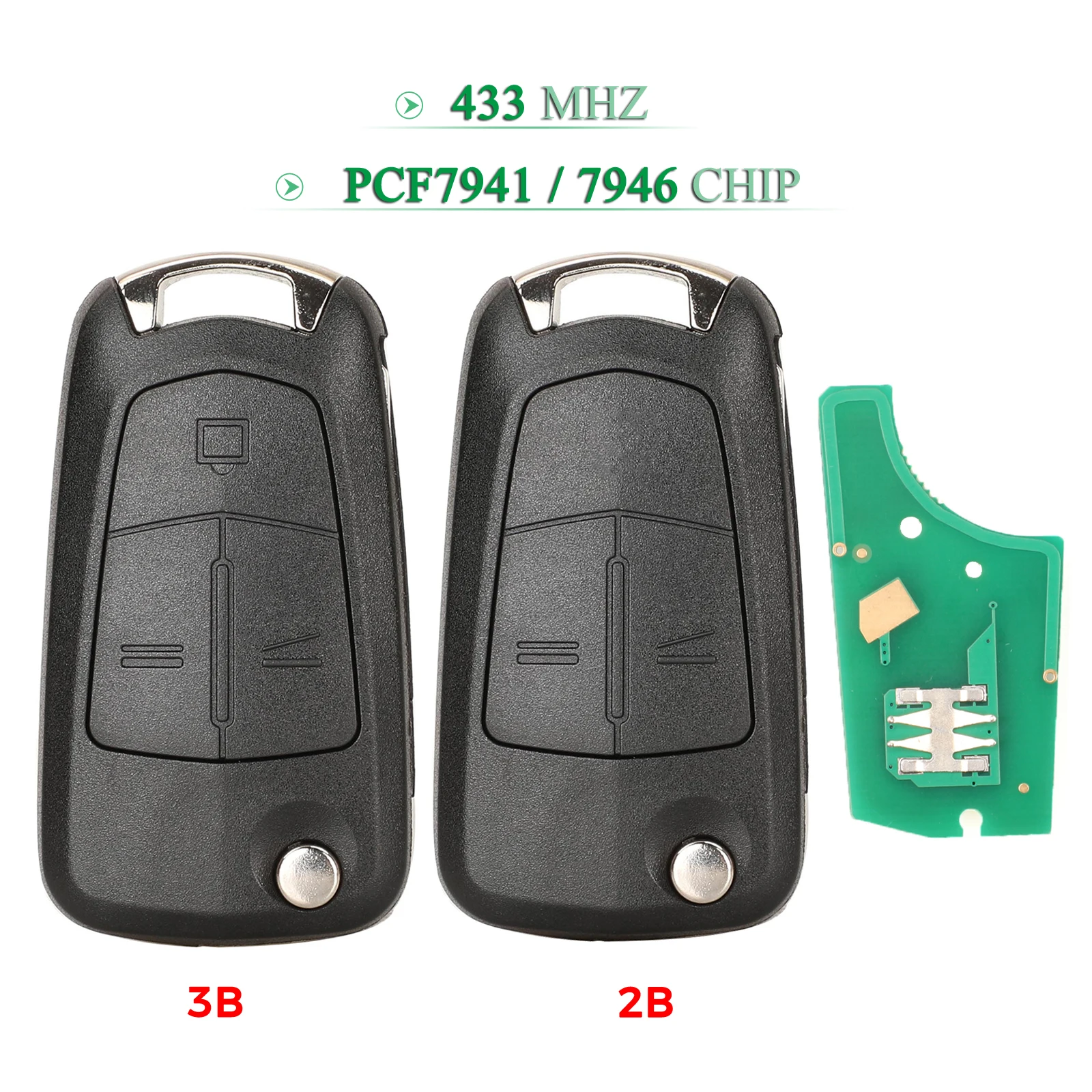 jingyuqin 2/3Button Flip Remote Key 433MHZ PCF7941/7946 For Opel/Vauxhall Astra H 2004-2009 Zafira B 2005-2013 Corsa D Vectra C