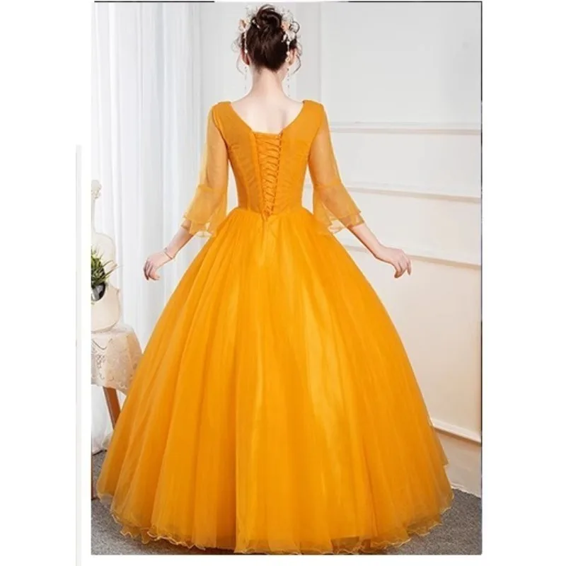 2025 novo feminino bordado com decote em v ouro lantejoulas vestido de noite moda emagrecimento anfitrião desempenho arte exame puff saia vestido longo