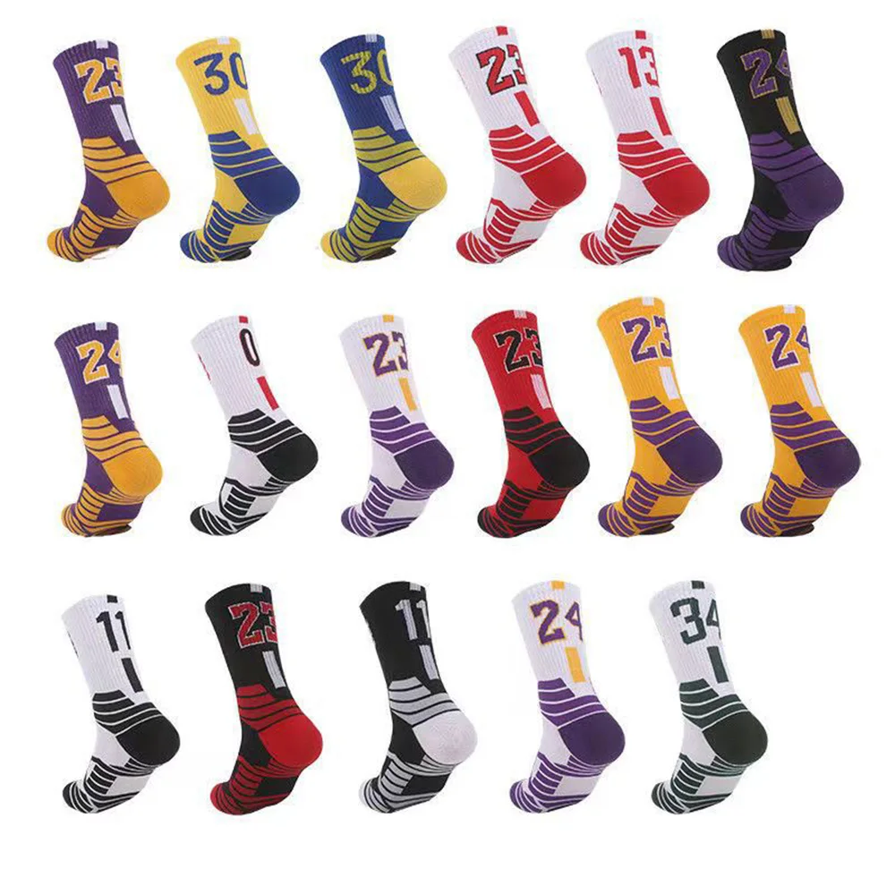 Basketball Socks Star Socks Professional Men's Sport Super Running Stocking Camping Socks Soccer Socks Non-Slip Number 23/24/30