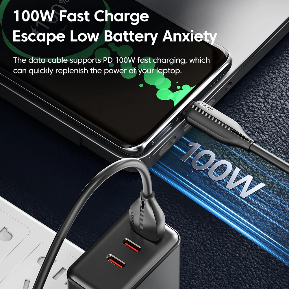 Toocki-USB Type-C急速充電ケーブル,100W,Samsung/iPhone Plus/Xiaomi/iPad用のデータケーブル