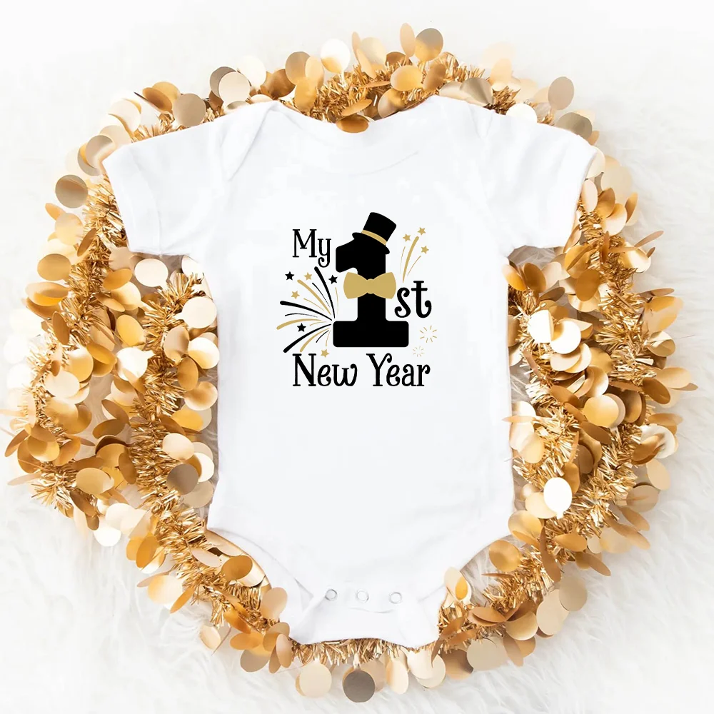 My 1st New Year Newborn Baby Rompers Short Sleeve Infant Jumpsuit It\'s My 1st New Year Baby Boys Girls New Year Ropa Clothes