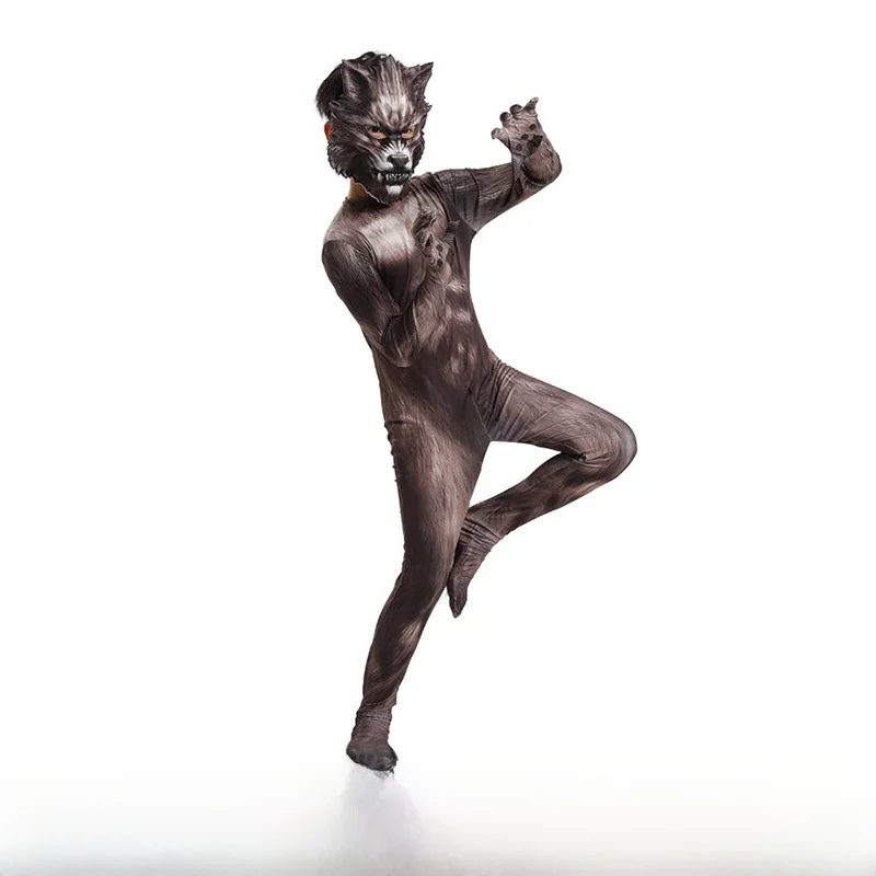 

Wolf Man Tight Costume 3D Mask Stage Performance Outfit Animal Cosplay Halloween Men's Stage Performance Chinese Manufacturer