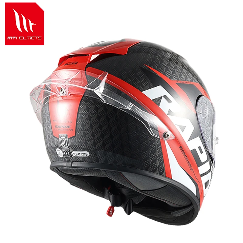 MT Capacetes Leves Capacete de Motocicleta RAPIDE PRO CARBON Material Original Full Face Off Moto DOT ECE com Forte ABS Shell