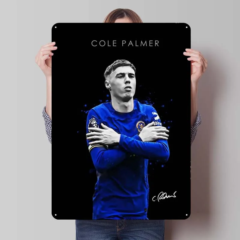 Cole Palmer the Blue Custom Metal Signs Sports Poster Wall Art of Murals Tinplate Sign for Wall Art Decoration Room Decor Men