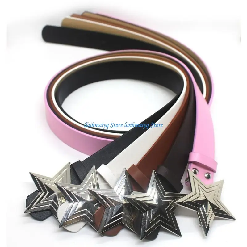 573B حزام خصر رفيع فاخر مع مشبك خماسي لتزيين تنورة الجينز النسائية